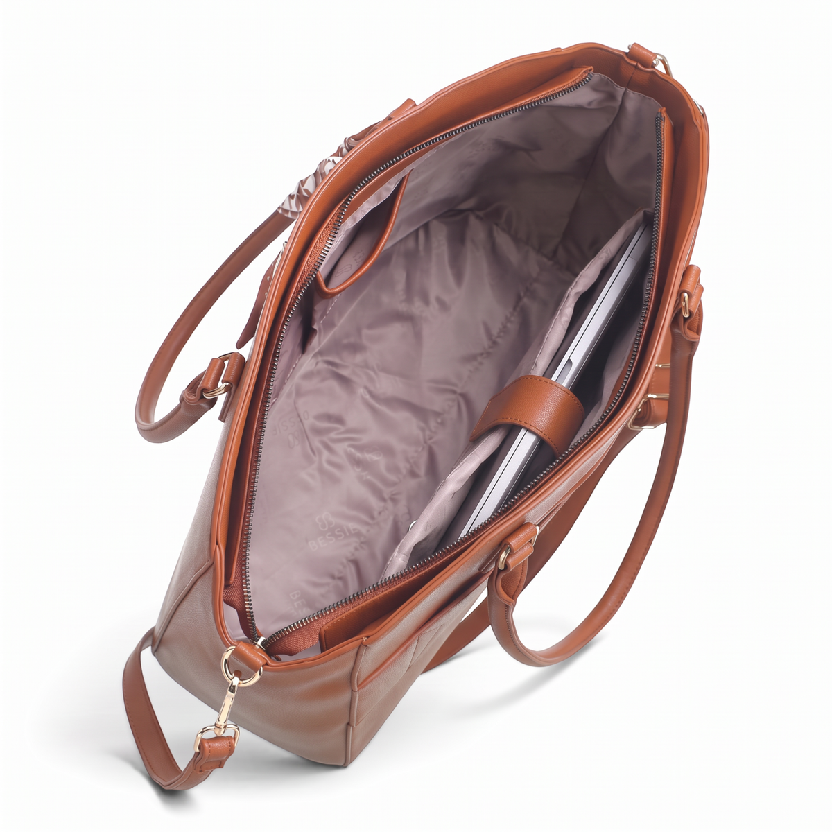 Bag Shack | Luggage, Bags, Handbags & Travel Accessories brown faux leather tote bag interior with laptop compartment