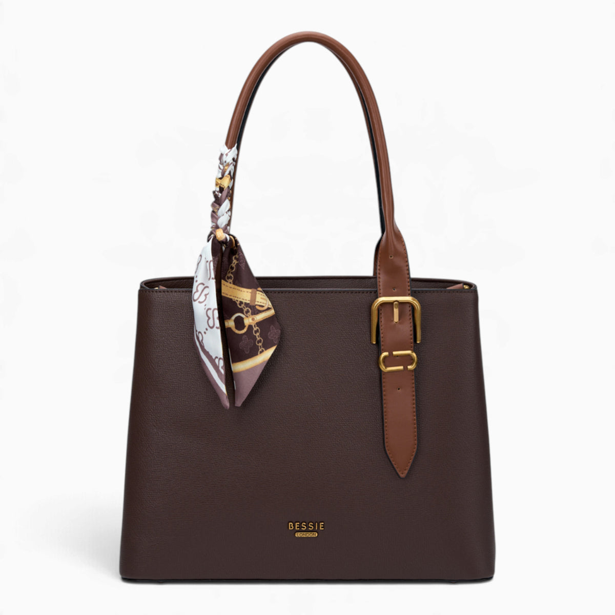 Coffee minimalist everyday tote bag with a scarf accent