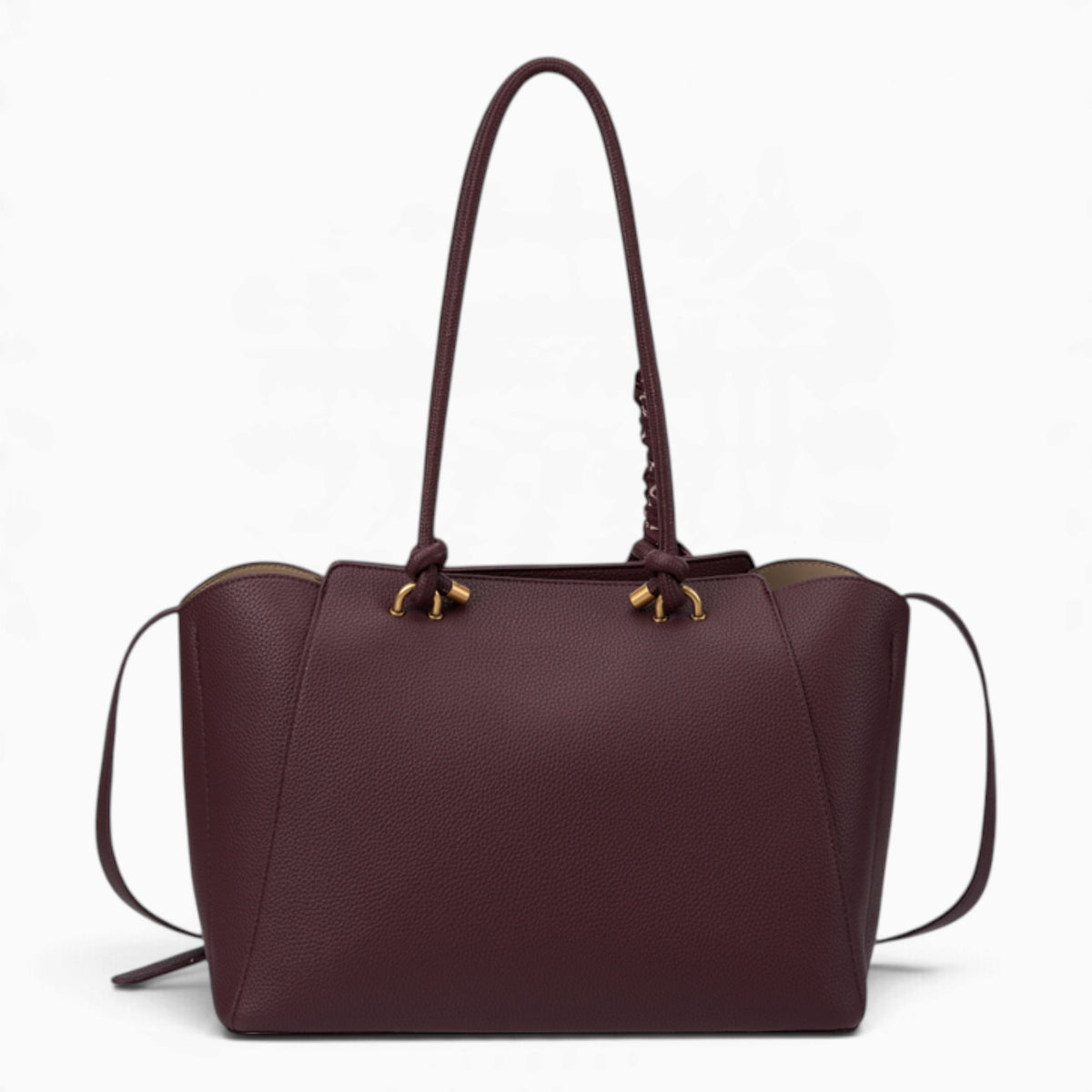 Wine knot handle shoulder bag from the back, showing the clean back panel