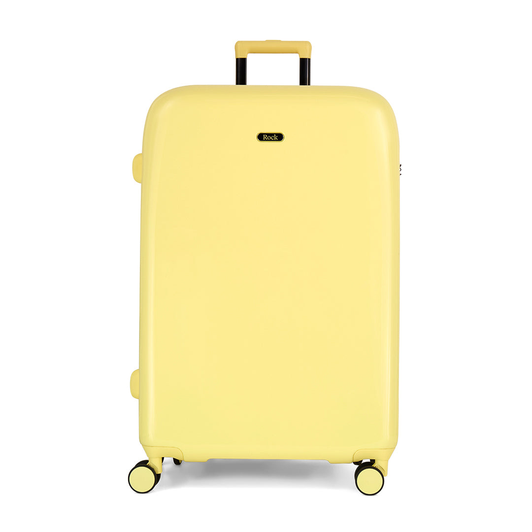 Lemon Ice Gelato large suitcase with a smooth hard shell and 8 double spinner wheels