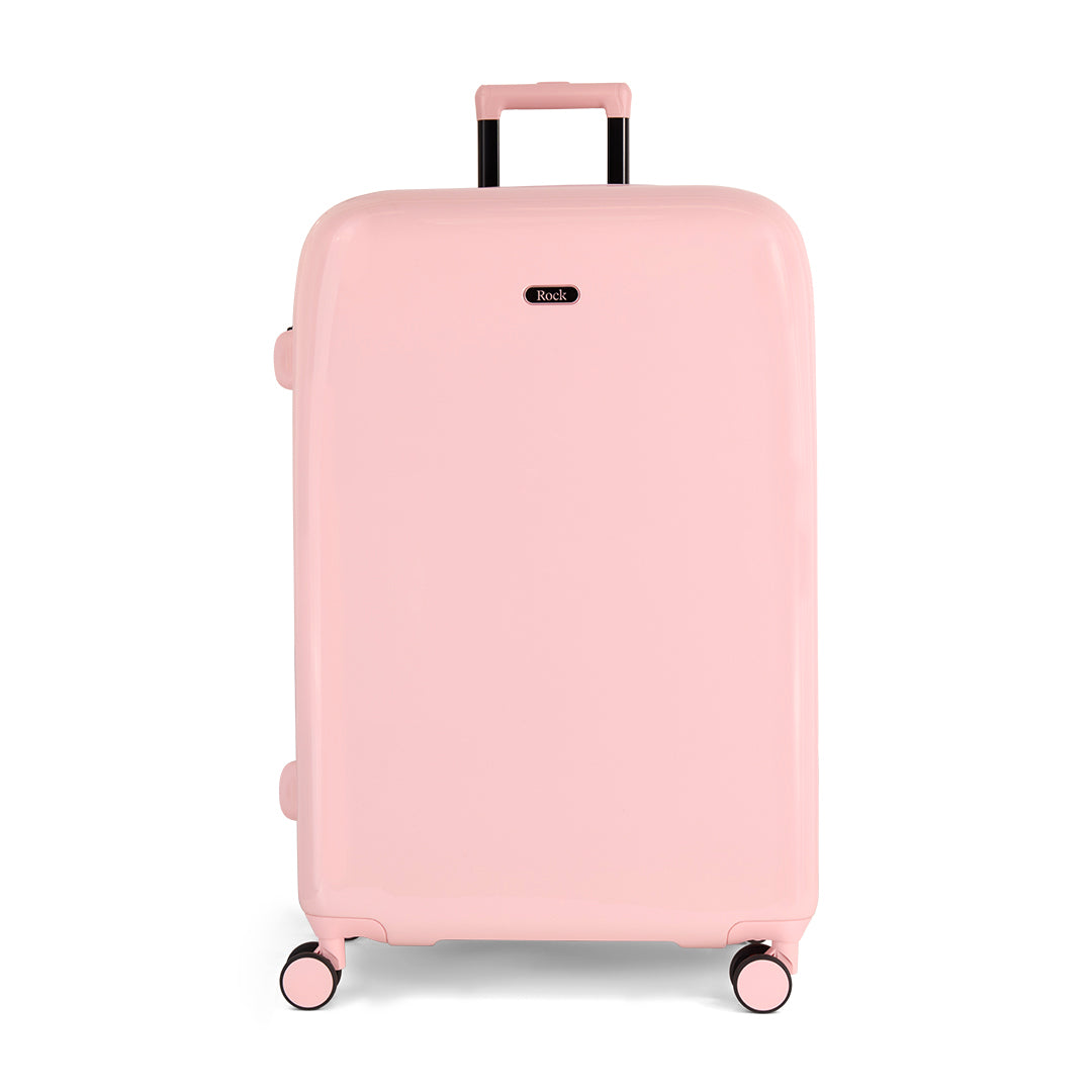 Strawberry Gelato large suitcase with a smooth hard shell and 8 double spinner wheels