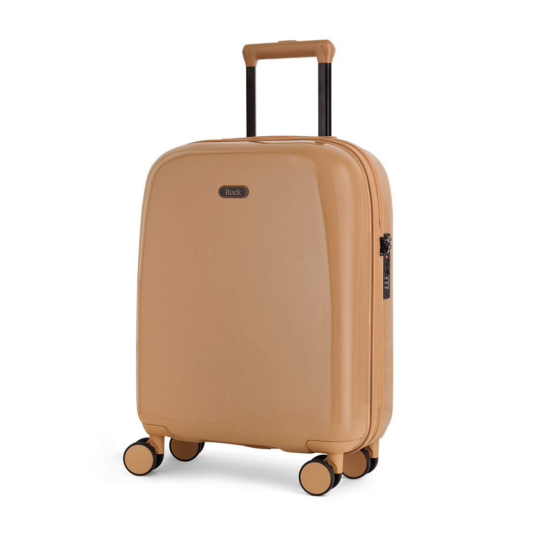 Chocolate Gelato cabin suitcase, angled view showing the hard shell and carry handles
