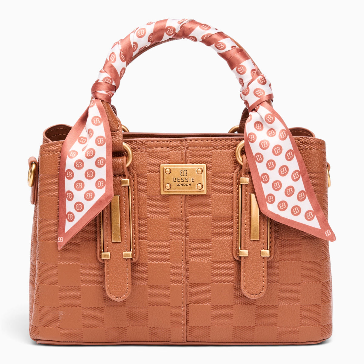 Bag Shack | Luggage, Bags, Handbags & Travel Accessories Bessie London structured tan handbag with a patterned scarf