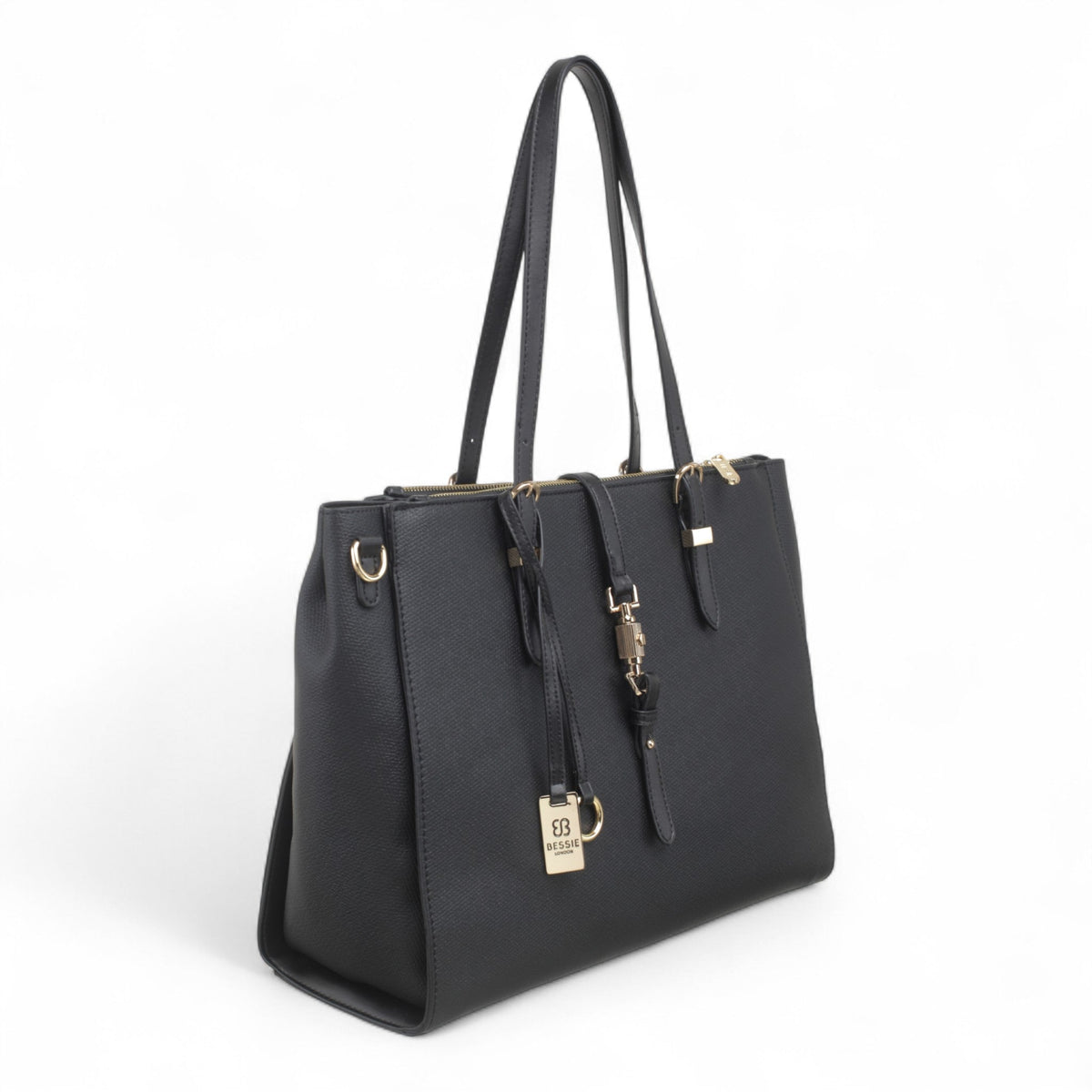 Bag Shack | Luggage, Bags, Handbags & Travel Accessories black faux leather Bessie tote with gold hardware