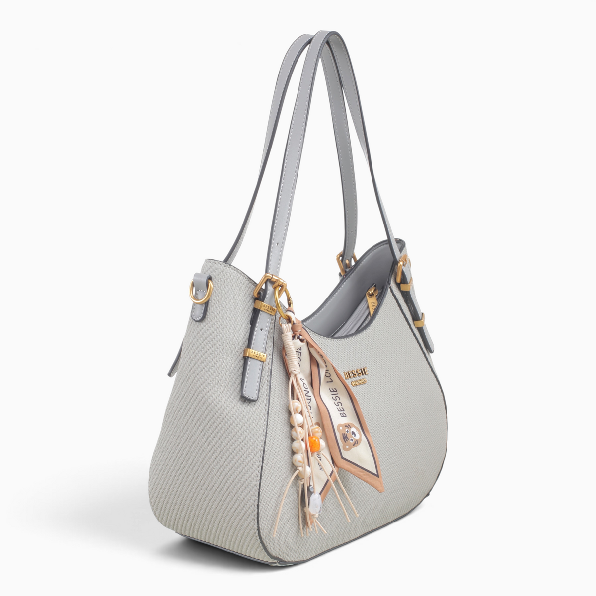 Bag Shack | Luggage, Bags, Handbags & Travel Accessories Bessie London grey textured hobo bag with scarf charm