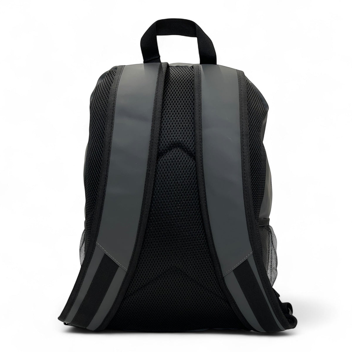 Back view of Bag Shack | Luggage, Bags, Handbags & Travel Accessories rubber-coated laptop backpack with mesh back.