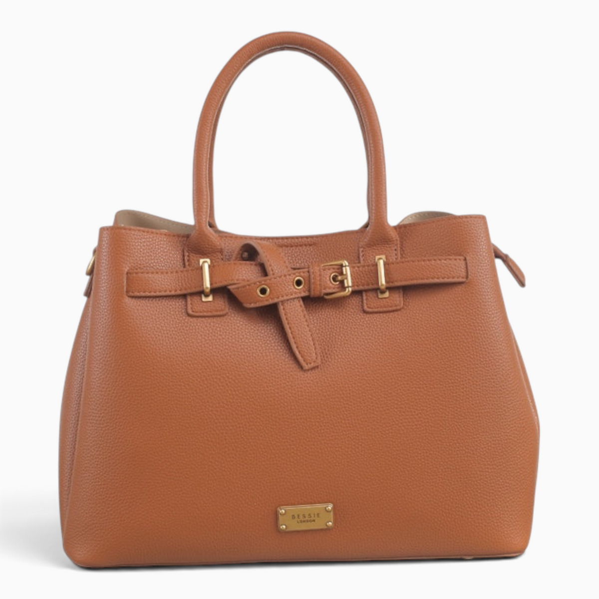 Bag Shack | Luggage, Bags, Handbags & Travel Accessories tan pebbled faux leather tote with gold-tone belt detail