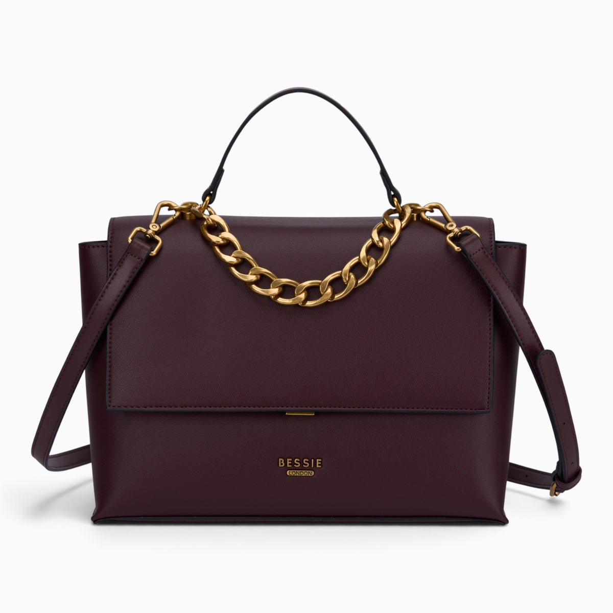Chain Handle Flap Satchel
