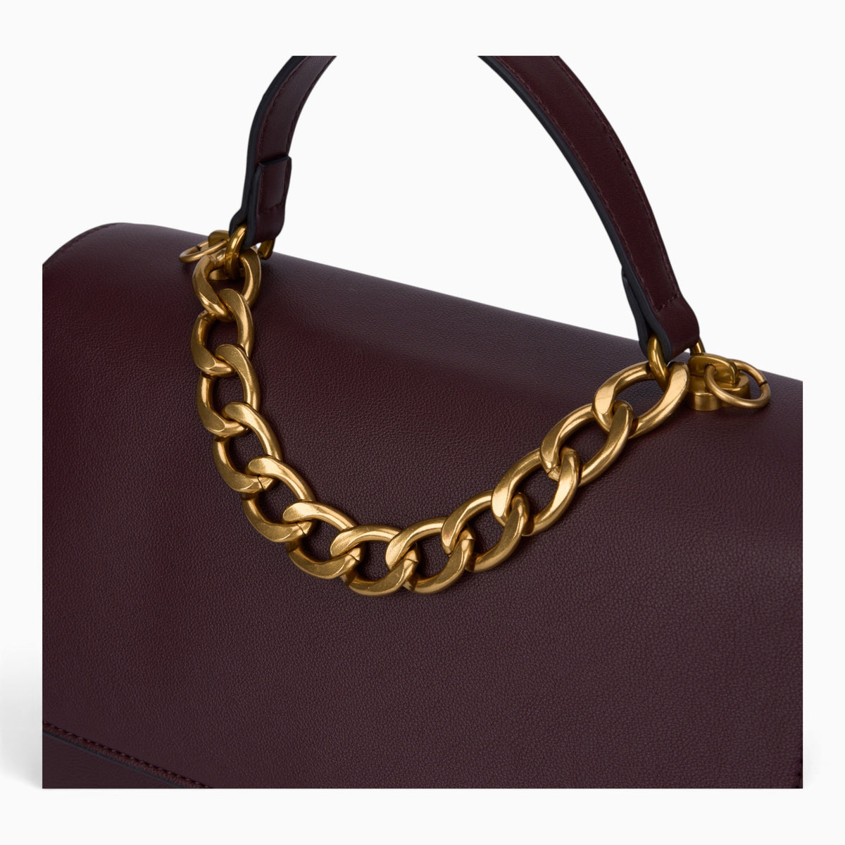 Chain Handle Flap Satchel