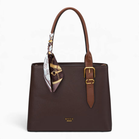 Coffee minimalist everyday tote bag with a scarf accent