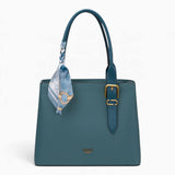 Ocean blue minimalist everyday tote bag with a scarf accent