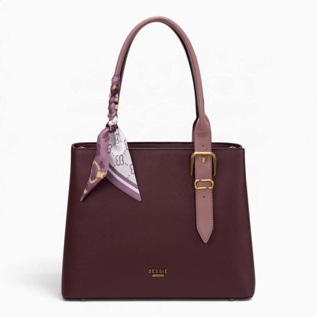 Wine minimalist everyday tote bag with a scarf accent
