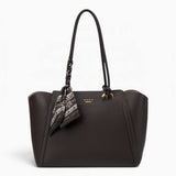 Coffee knot handle shoulder bag with a scarf accent
