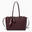 Wine knot handle shoulder bag with a scarf accent