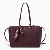 Wine knot handle shoulder bag with a scarf accent