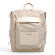 Beige monogram backpack with a tonal monogram print and zipped front pocket