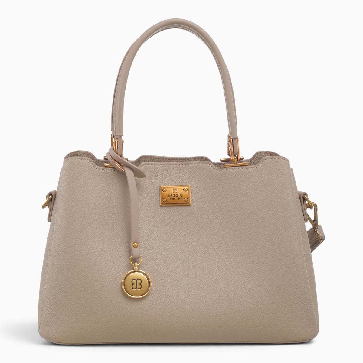 Bag Shack | Luggage, Bags, Handbags & Travel Accessories beige faux leather handbag with gold hardware and logo charm