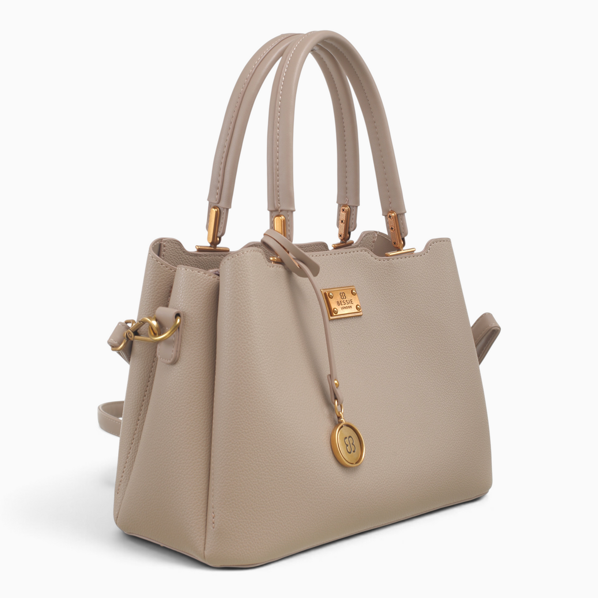 Bag Shack | Luggage, Bags, Handbags & Travel Accessories beige faux leather handbag with gold hardware and logo charm