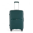 Forest green Venice suitcase with a wave-ribbed hard shell and 8 spinner wheels