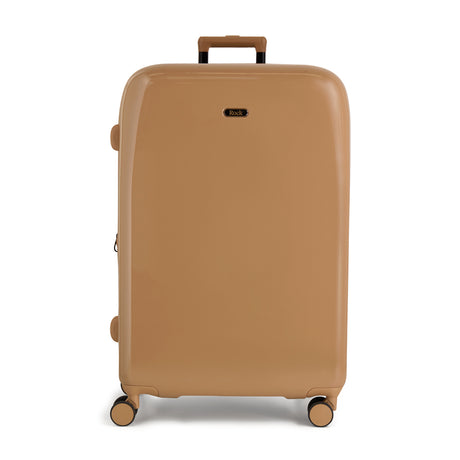 Chocolate Gelato large suitcase with a smooth hard shell and 8 double spinner wheels