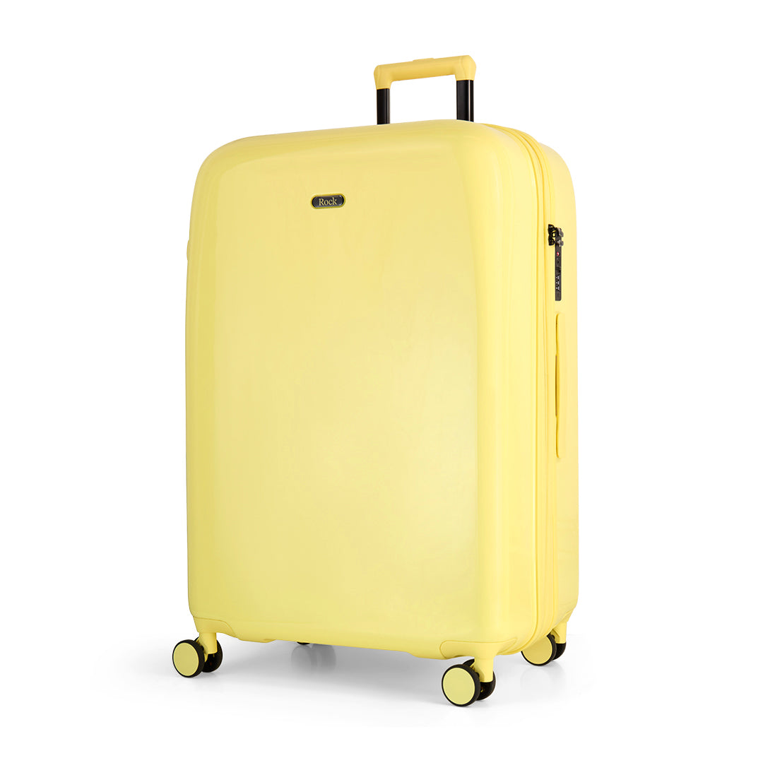 Lemon Ice Gelato large suitcase, angled view showing the hard shell and carry handles