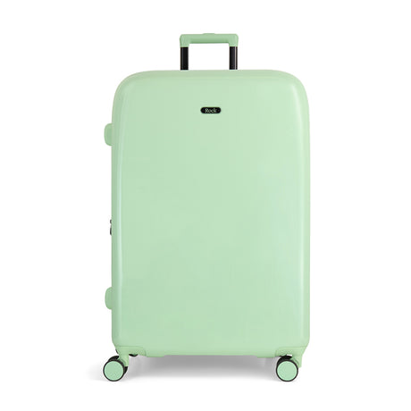 Pistachio Gelato large suitcase with a smooth hard shell and 8 double spinner wheels