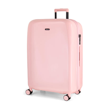 Strawberry Gelato large suitcase, angled view showing the hard shell and carry handles