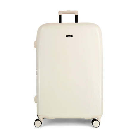 Vanilla Gelato large suitcase with a smooth hard shell and 8 double spinner wheels