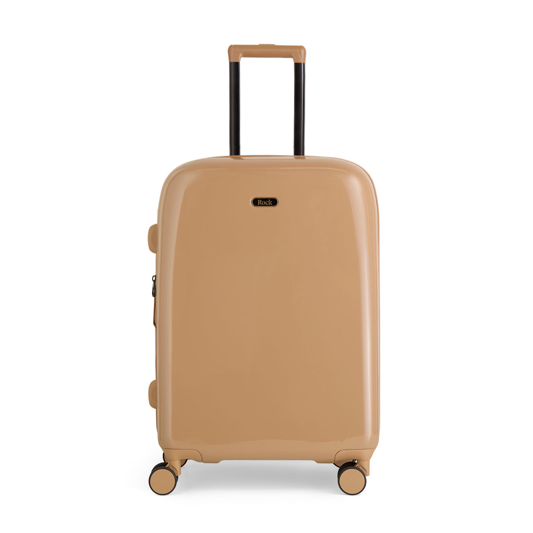 Chocolate Gelato medium suitcase with a smooth hard shell and 8 double spinner wheels