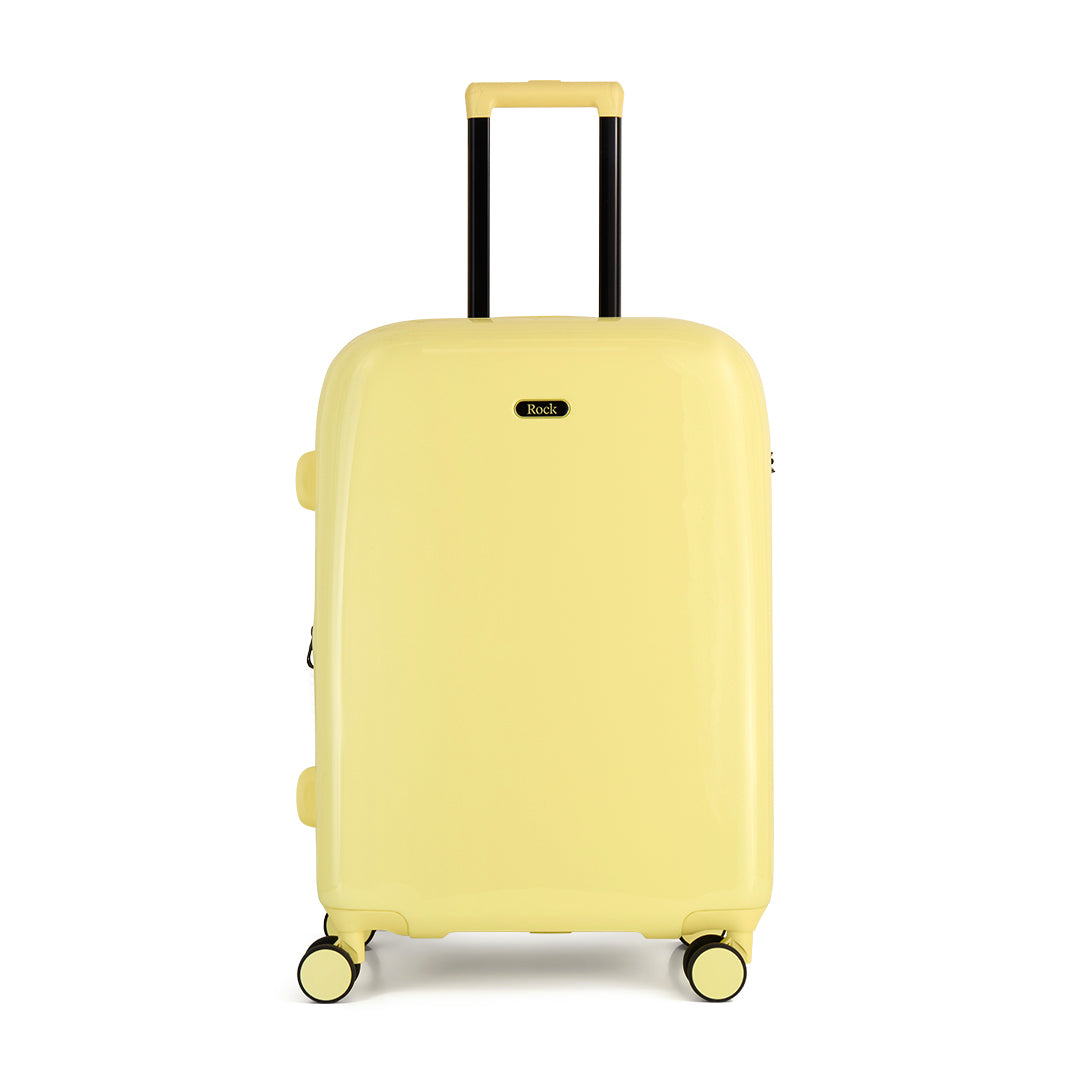 Lemon Ice Gelato medium suitcase with a smooth hard shell and 8 double spinner wheels