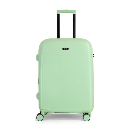 Pistachio Gelato medium suitcase with a smooth hard shell and 8 double spinner wheels