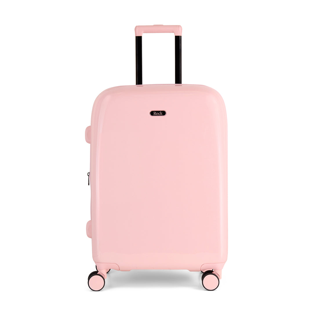 Strawberry Gelato medium suitcase with a smooth hard shell and 8 double spinner wheels