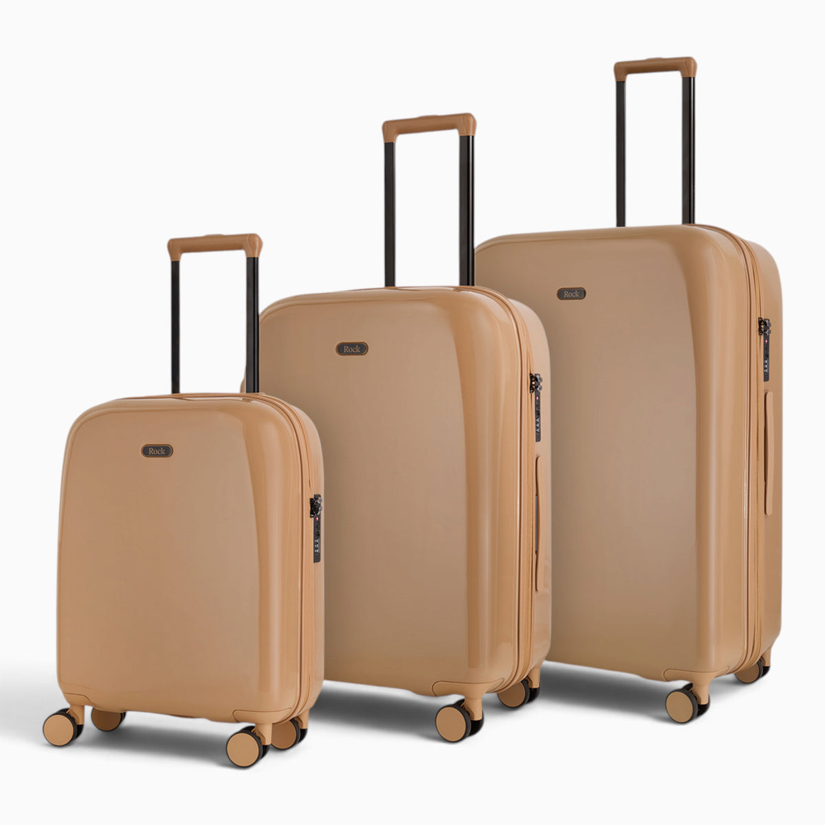 Chocolate Gelato suitcase set: cabin, medium and large cases standing together