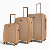 Chocolate Gelato suitcase set: cabin, medium and large cases standing together
