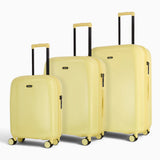 Lemon Ice Gelato suitcase set: cabin, medium and large cases standing together