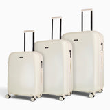 Vanilla Gelato suitcase set: cabin, medium and large cases standing together