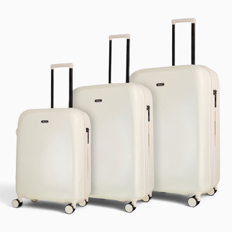Vanilla Gelato suitcase set: cabin, medium and large cases standing together