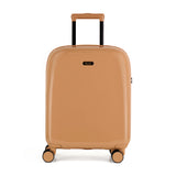 Chocolate Gelato cabin suitcase with a smooth hard shell and 8 double spinner wheels