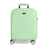 Pistachio Gelato cabin suitcase with a smooth hard shell and 8 double spinner wheels