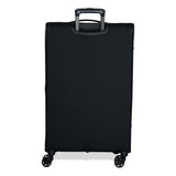 Black Vitality soft shell large suitcase from the back, showing the back panel and trolley handle