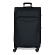 Black Vitality soft shell large suitcase with a zipped front pocket and 8 spinner wheels