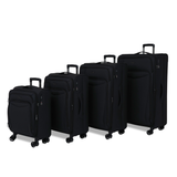 Black Vitality soft shell suitcase set: cabin, medium, large and extra large cases
