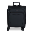 Black Vitality soft shell cabin suitcase with a zipped front pocket and 8 spinner wheels