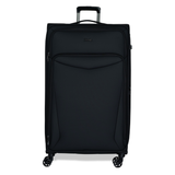 Black Vitality soft shell extra large suitcase with a zipped front pocket and 8 spinner wheels