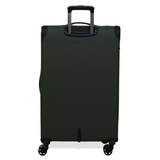 Khaki Vitality soft shell large suitcase from the back, showing the back panel and trolley handle