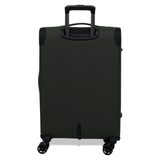 Khaki Vitality soft shell medium suitcase from the back, showing the back panel and trolley handle