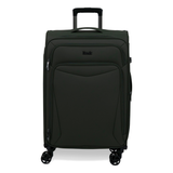 Khaki Vitality soft shell medium suitcase with a zipped front pocket and 8 spinner wheels