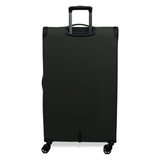 Khaki Vitality soft shell extra large suitcase from the back, showing the back panel and trolley handle