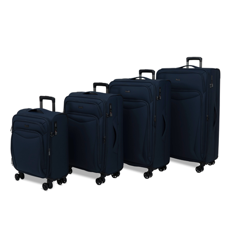 Navy Vitality soft shell suitcase set: cabin, medium, large and extra large cases