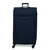 Navy Vitality soft shell extra large suitcase with a zipped front pocket and 8 spinner wheels